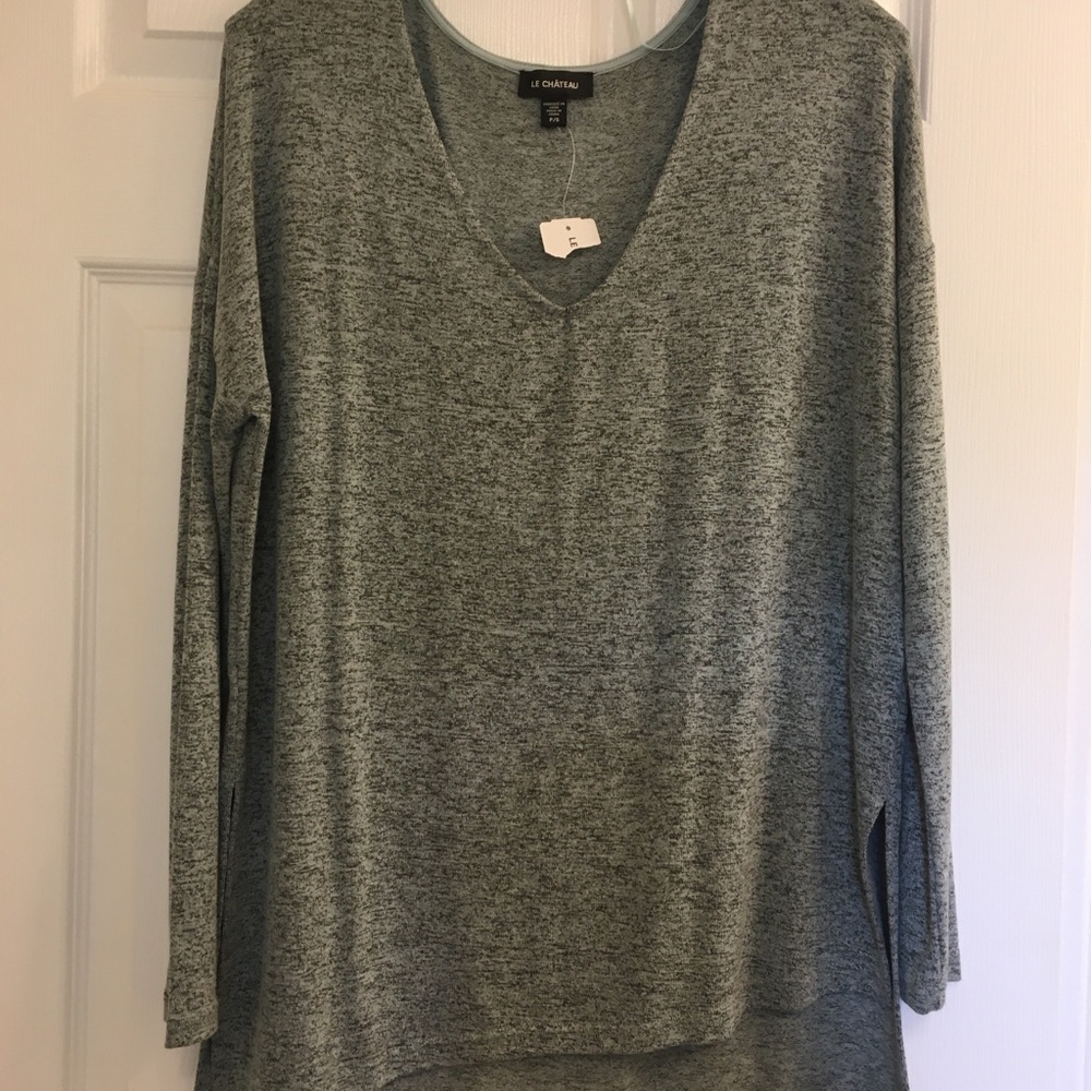 Le Chateau Blue Gray Long Sleeve Relaxed Blouse